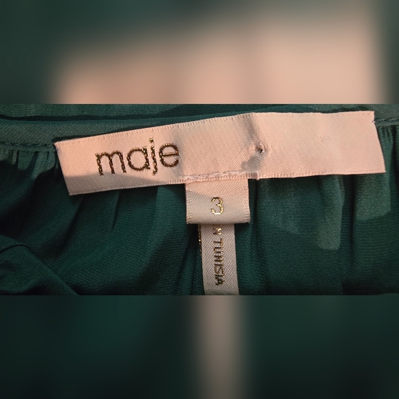 Maje Emerald Green Off The Shoulder Dress Size 3(L) - Picture 4 of 7